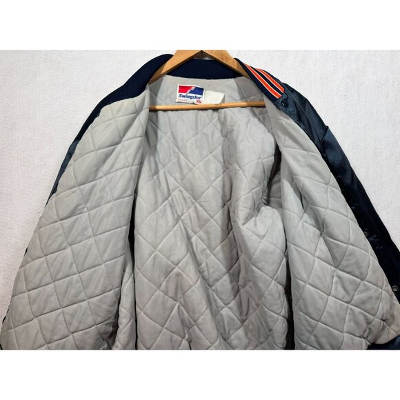 Vintage Chicago Bears Satin Bomber Jacket Varsity Snap Front Swingster Adult XL - Picture 8 of 12